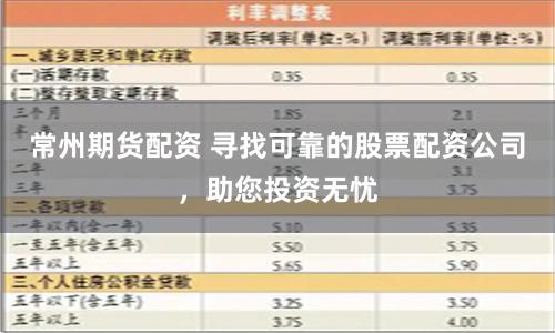 常州期货配资 寻找可靠的股票配资公司，助您投资无忧